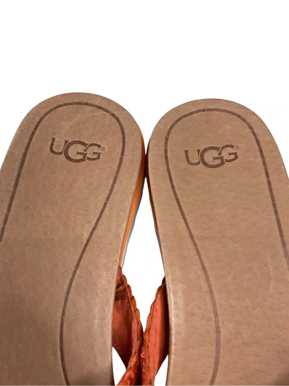 UGG Lorrie Women's Orange Braided Leather Thong Sandals Size 7